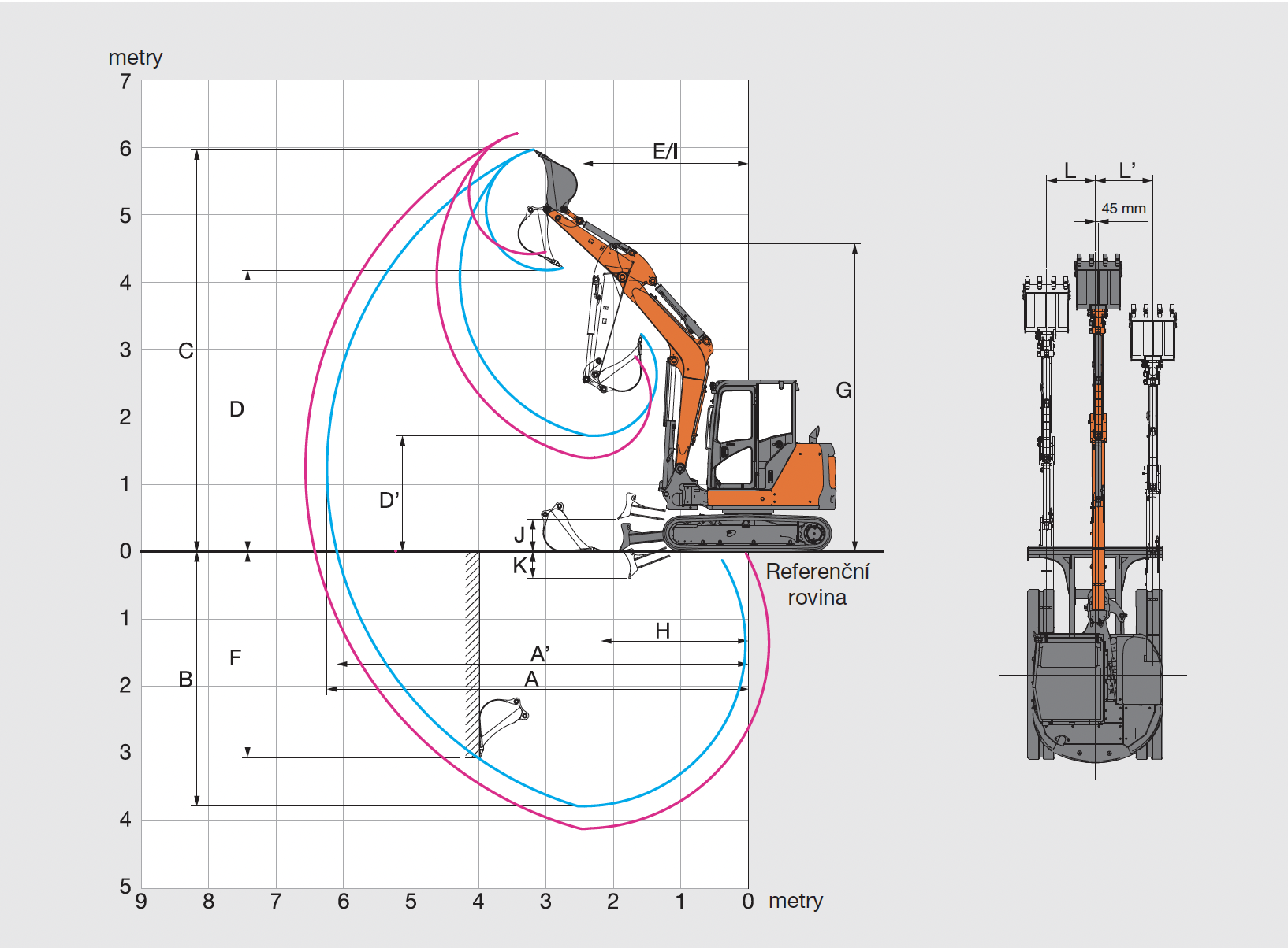 Pracovní diagram Hitachi ZX65USB-6